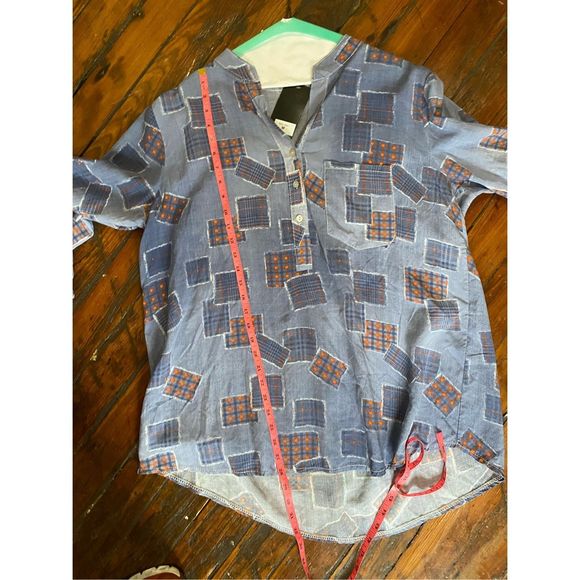 Ornella Paris NWT Blue Red Picnic Plaid Italian Blouse Tunic Top, Size Medium - Picture 8 of 9